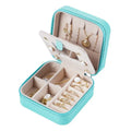 Custom PU Leather Small Portable Jewellery Gift Case Travel Jewelry Necklace Ring Earrings Organizer Storage Box With Mirror