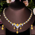 Sparking Yellow Cubic Zircon Paved Women Tassel Luxury Jewelry Sets Bridal Banquet Costume Party Wear Accessories for Wedding