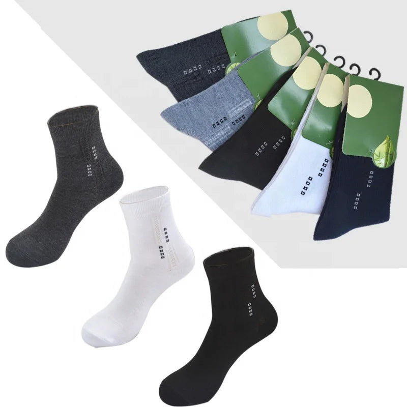 Wholesale Black Grey Thick Odorless Organic Bamboo Fiber Business Dress Socks for Men