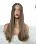 European Remy Hair Wigs Light Brown Small Fast Shipping 50cm Long Balayage Color Natural Wave Deluxe Quality for Lace Lace Top