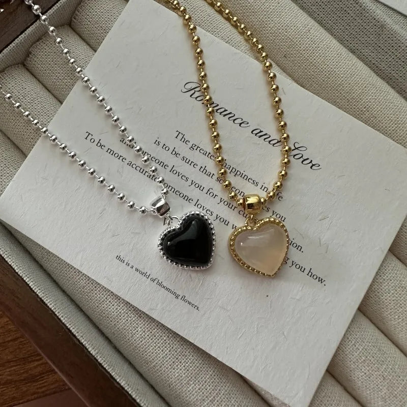 Heart love Shape Chain Necklace Minimalist 925 Sterling Silver Valentine's Day Necklace for Girls