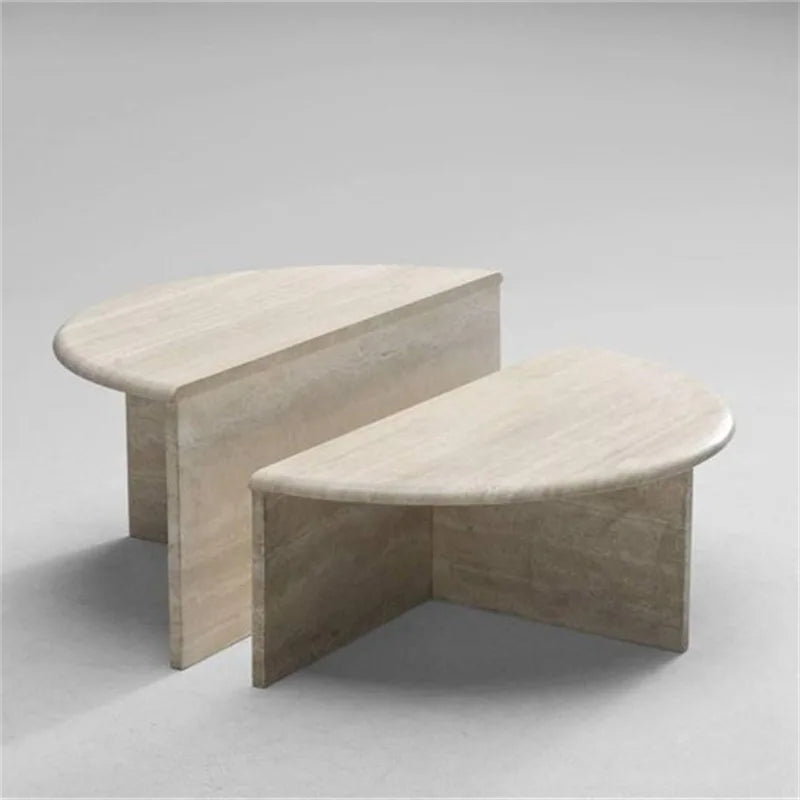 HZX Custom Design Stone Furniture Lounge Bedside Table Modern Sofa Travertine Side Table Living Room Coffee Table