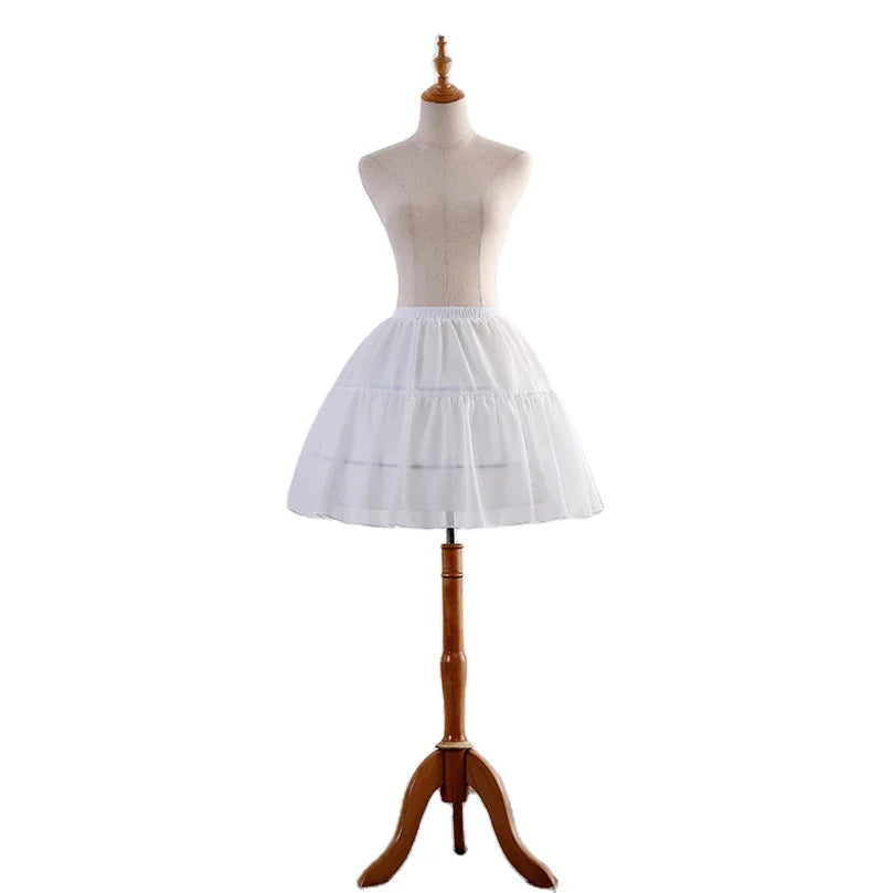 Lolita Fishbone Cosplay Adjustable 2 Hoops Daily Bustle Chiffon Lace Half Body Puffy Petticoat