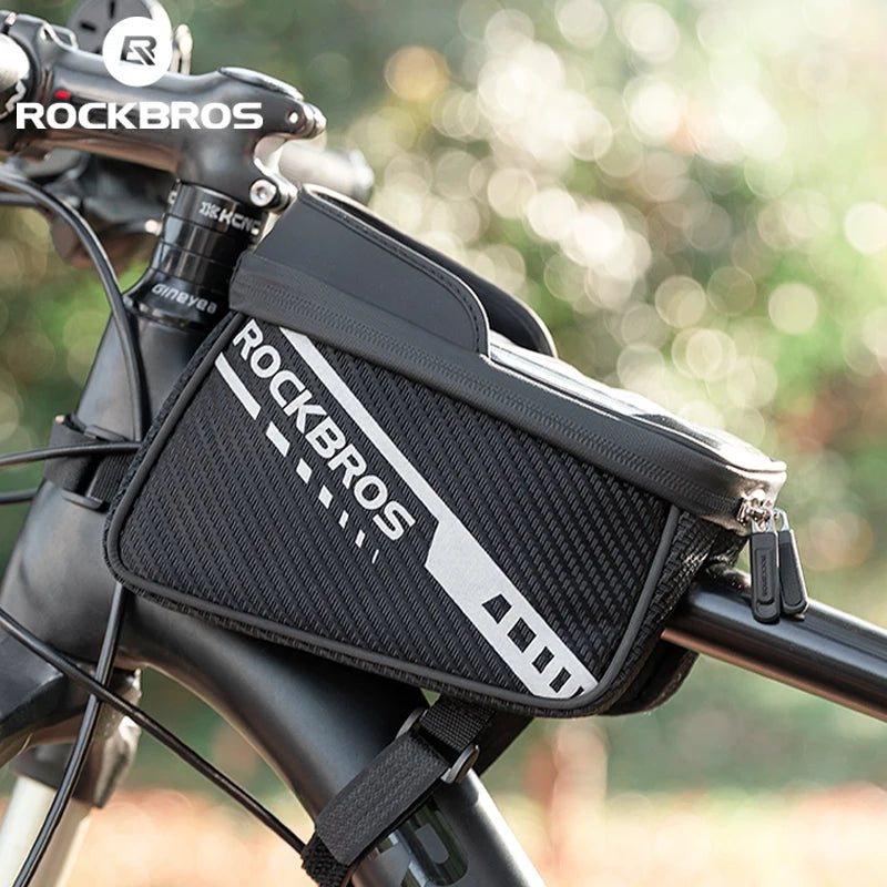 ROCKBROS  Pack Phone Pouch Pocket Waterproof Cycling Bike Phone Bag Mobile Phone Touch Acreenon Tube Bike Rack Bag