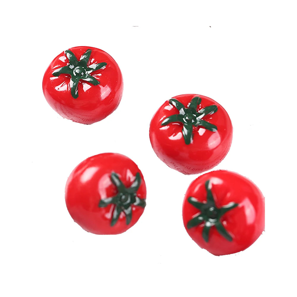 Red 3D Mini Size Tomato Miniatures Cabochon Beads Loose Resin Kawaii Vegetable Charms for Jewelry Pendants