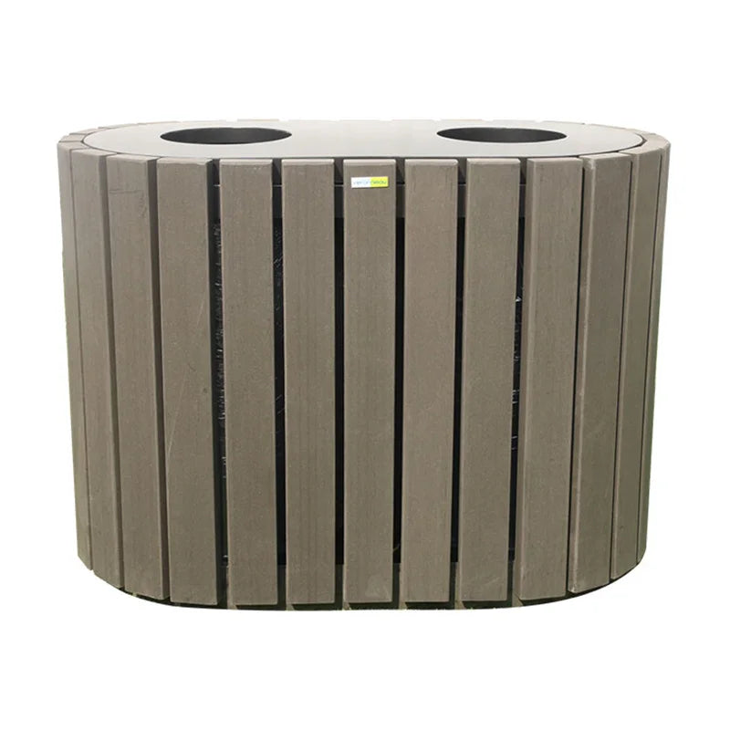 Outdoor Patio Plastic Wood Dual Garbage Receptacle Trash Can Outside Garden Street Double Recycle Waste Bin Public Dustbin