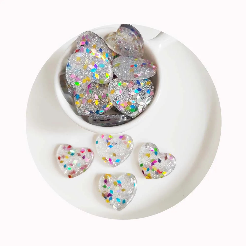 Cute Mini Shiny Heart Series Resin Figurine Crafts Flatback Ornament Jewelry Making Hairwear Accessories