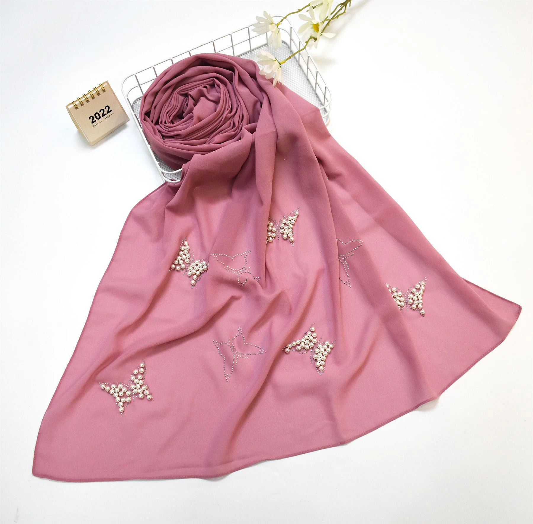GLS108 Wholesale New Pearl Chiffon Ethnic Scarf Cheap Women Muslim Hijabs Long Shawl Scarves