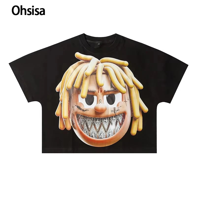 Ohsisa Custom Men's T-Shirts 100% Cotton Heavyweight Knitted Oversized Boxy Tee for High Street Printed Oversized T-Shirt