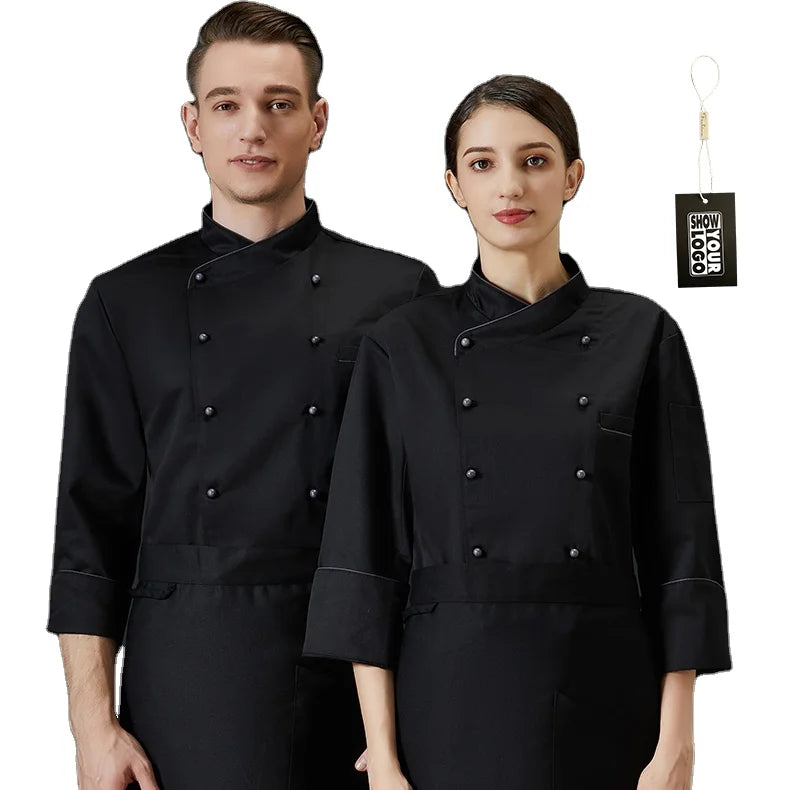 Free hang Tags Customized Your Logo Plain Color Comfortable Unisex Custom Chef Uniforms With Your logo Embroidery or Print