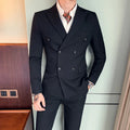Double Breasted Suit for Men Slim Korean Fashion Casual Handsome Groom Wedding Suit Jacket Spring Autumn