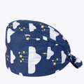 Health Center Clinic Light Weight Printed Size Adjustable Gourd Working Hat Bouffant Nurse Hats with Buttons for Women Men