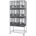 Heavy-Duty Triple Stackable Divided Breeder Bird Cage for Parakeets Wrought Iron Rolling Cage Metal Material