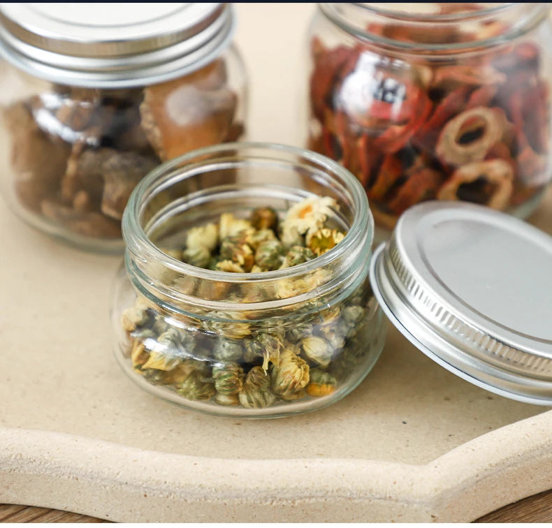 Large Caliber Glass Jar 5oz 16oz 32oz Manson Jar Jam Bottle Storage Pickle Jars With Metal Lid