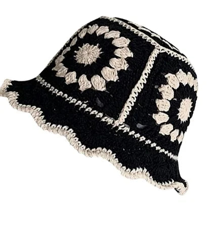 Fashion Women's Crochet Bucket Hat Cute Comfy and Casual Knit Handmade Foldable Floppy Beach Hat