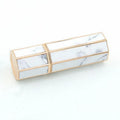 4.3g Stock Luxury Marble White Plastic Lipstick Tube Hexagon Empty Makeup Packing Black Lipstick Packaging for Cosmetics Ready