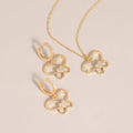 18K Gold Plated Copper Jewelry Set Great Wedding & Party Gift Idea Butterfly Earrings & Necklace with Zircon Beautiful for Women