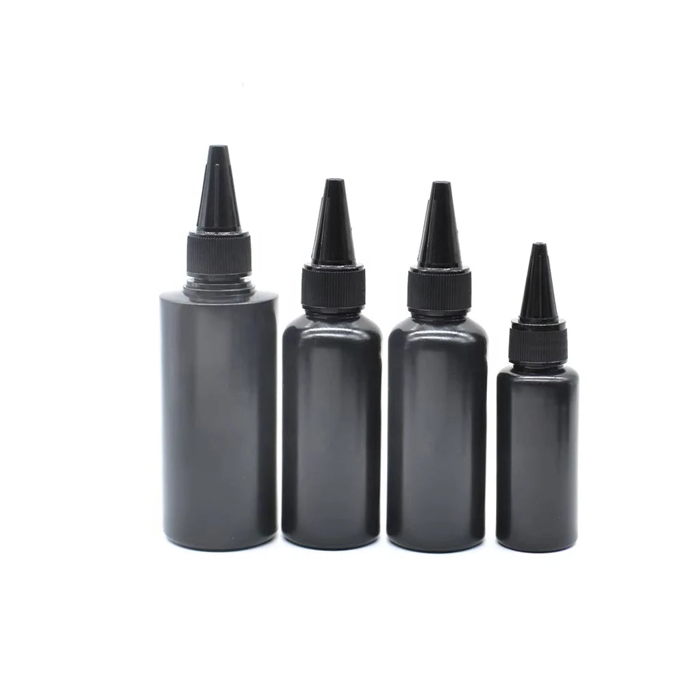 Empty Black PE Needle Tip Pigment Squeeze Glue Bottle 10ml 15ml 60ml 50ml 100ml Plastic Paints Ink Bottle