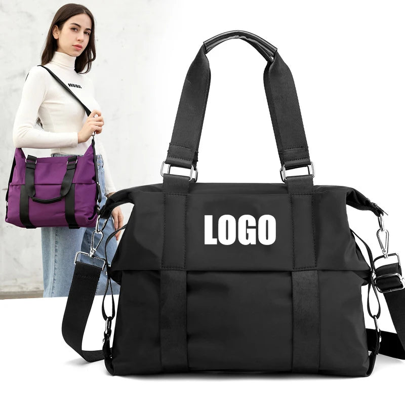 Nylon Travel Duffle Bag Weekender Bag for Women Short Trip Storage Bag Training Fitness Tote Bag Custom Logo