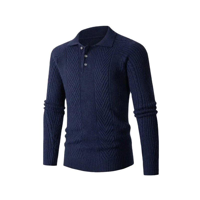 Custom Logo Men's  Shirt Anti-Shrink Ribbed Knit Long Sleeve Autumn Sweater with  Neck T-Shirt Camisa Hombre