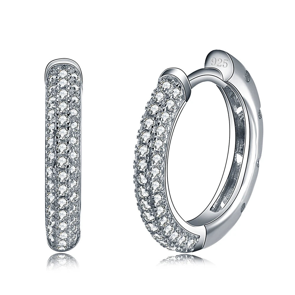RINNTIN SE19 Women's 925 Silver Hoop Earrings CZ Zircon Trendy 18mm Small Hoops Fine Jewelry Party Engagement Earrings