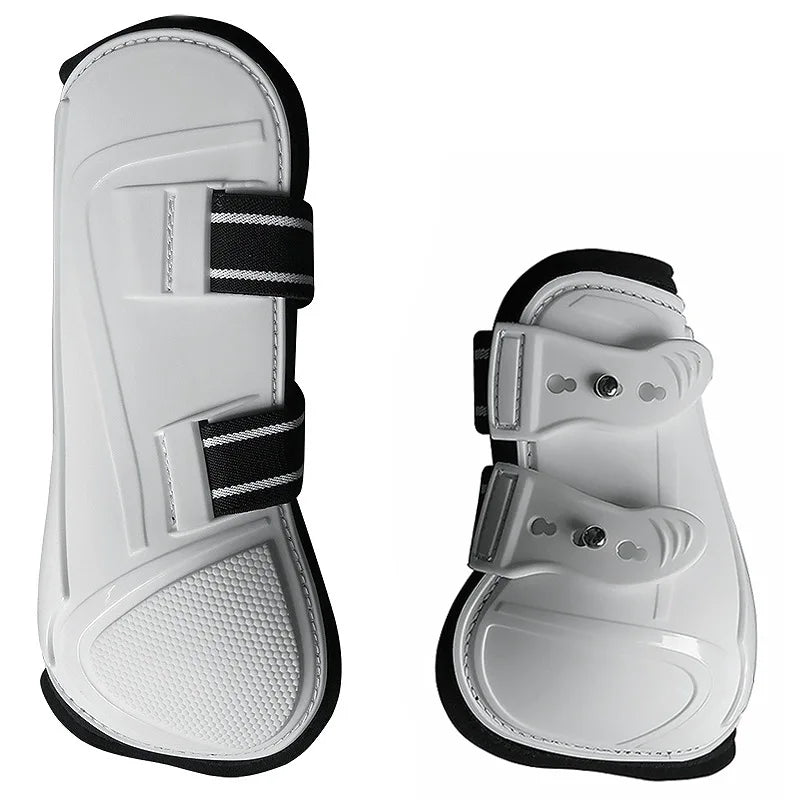 PU Hard Shell with Neoprene Liner Elastic Belt Adjustable Horse Boot Horse Jumping Leg Protector  4 Pcs One Set