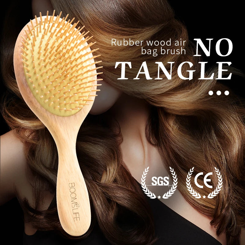 Hair Brush Wood air Cushion Brush Paddle Bio Oval Large Hairbrushes for Women for Men Private Label