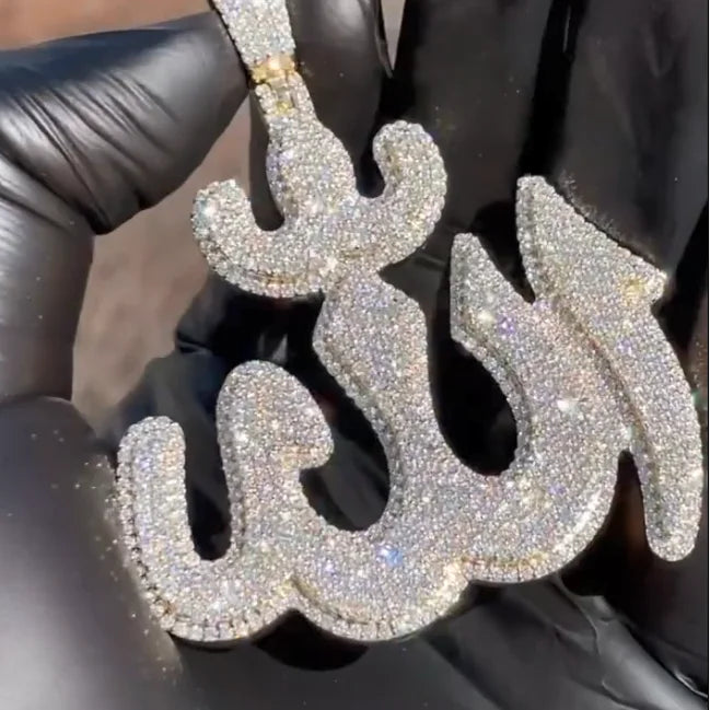 Luxury 925 Moissanite Diamond Arabic Pendant Bust Down Rapper Men Custom Silver Necklace Letter Pendant