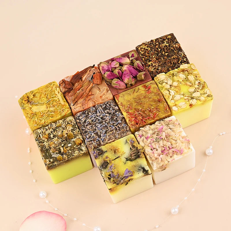 10 Options Custom Sticker Flower Extract Natural Soap Essential Oil Soap Facial Cleansing Soap