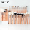 BEILI Professional Full Face Cheek Eyes Pink Wood Handle Makeup Brushes Synthetic Goat Hair Makeup Brush Set Private Label