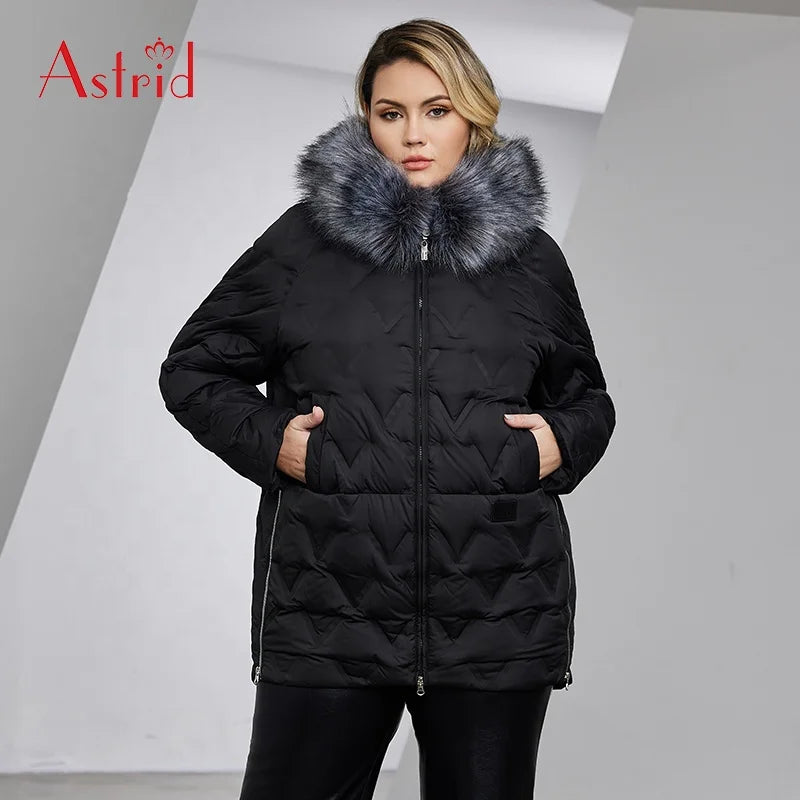 Thick Large Size Fur Coat Wool Long Coat Ladies Zipper Large Fur Collar Coat