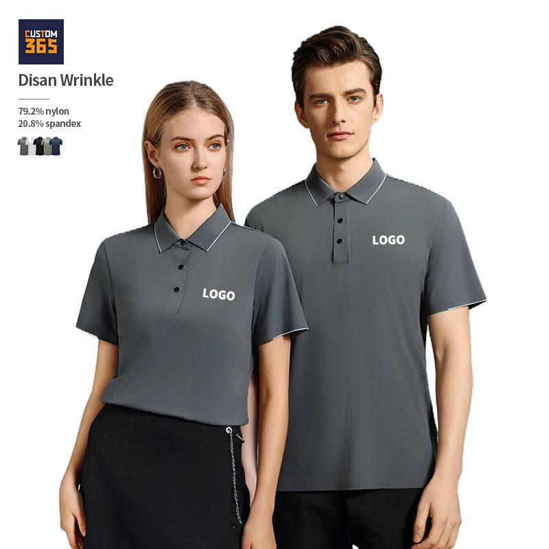 Disan Wrinkle Fabric 79.2% Nylon 20.8% Spandex Polo Collar T-Shirt Golf Polo T Shirt for Men