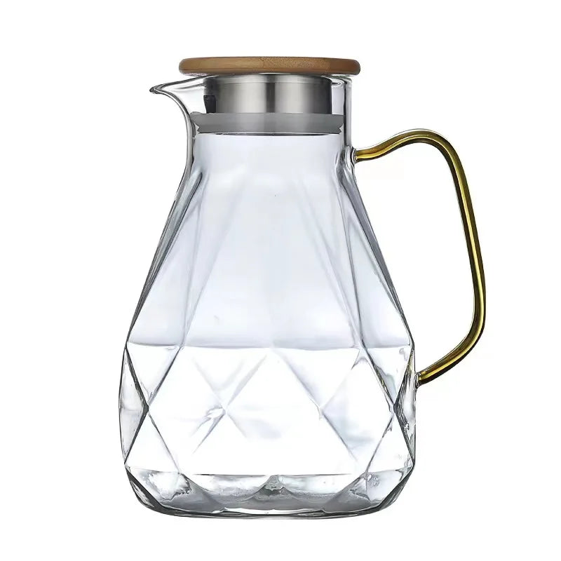 High Borosilicate Drinking Glass Bottle Hot Sale Diamond Shape Pitcher Teapot Glass Jug