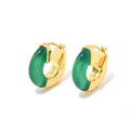 Fine Jewelry Natural Agate Earring 925 Sterling Silver Gemstone Hoop Earrings Women 18K Gold Plated Jewelry