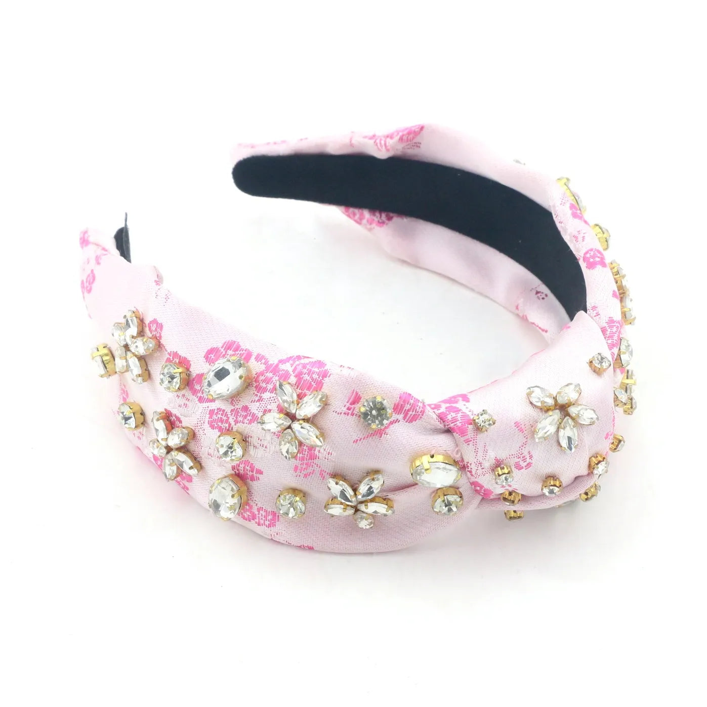 New Design Girls Korean Flower Fabric Rhinestone Glitter Sequins Bowknot Elegant Hair Accessories