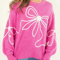 Women's Large-Size Autumn & Winter Knitted Sweater Flowers Pattern Long-Sleeved Crew-neck Casual Style for Europe & USA