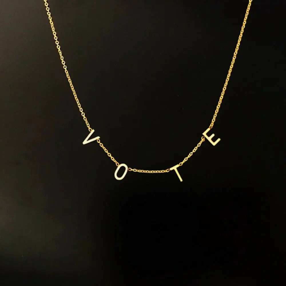 Fashion Stainless Steel Gold Silver Rose Gold Vote Charm Necklace Jewelry