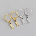 Fine Jewelry Cute Fish 18k Gold 925 Sterling Silver Mini Simple Hoop Earrings for Women