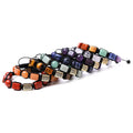 Fashion Brass Cubic Charm Adjustable String Seven Chakra Stone Healing Crystal Bracelet