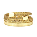 Wholesale Luxury 3pcs Luxury Stainless Steel Roman Number Bangles Fashionable Couple Jewelry Set for Men and Women for Gift