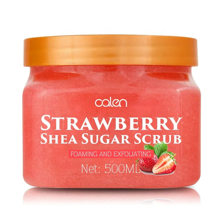 Private Label Skin Nourishing Strawberry Foaming Scrub Shea Sugar Body Face Scrub 500g