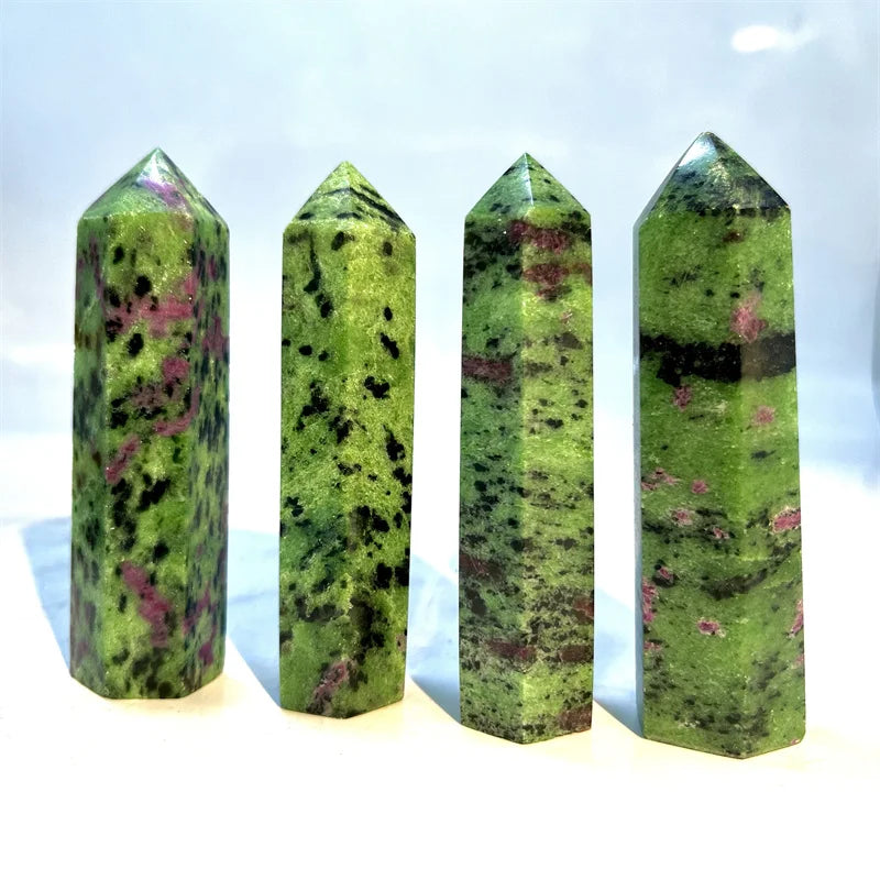How Sell Natural Gemstone Reiki Point Wand Ruby in Zoisite Crystals Point Tower for Decoration