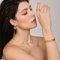 Premium Quality Custom Jewelry Tarnish Free 18k Gold Plated Stainless Steel Hoop Earring Bohemian Beaded Earring for Women