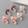 Creative Colored Enamel Plant Mushrooms Stud Earrings Faux Pearl Mushrooms Earrings for Women