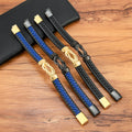 Hot Selling Charm Stainless Steel Magnetic Buckle Genuine Leather Bangle Braided Leather Bracelet for Men Gift