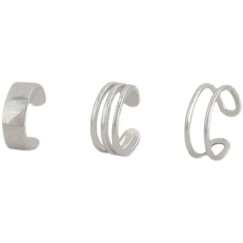 Korean Fashion Earless Three-piece Set Ear Clip Temperament Net Red Sterling Silver Ear Clip Female Simple Personality Ear Clip