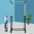 Double Tiers Retractable Stainless Steel Hanging Clothes Drying Rack Living Room Standing Type Installation