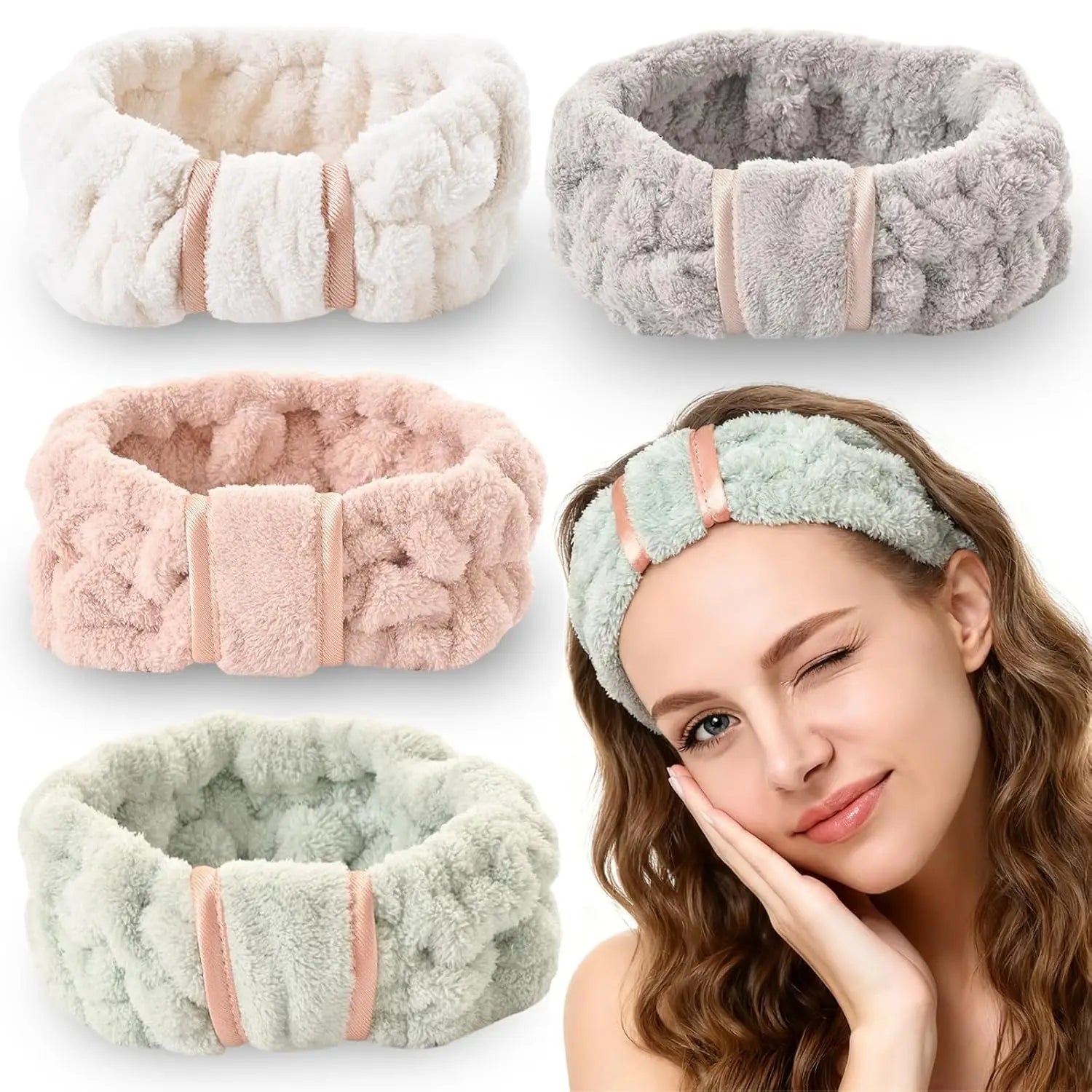 Wholesale Custom Makeup Facial Towel Headband Microfiber Spa Hair Wrap  Bowknot Girl Hair Accessories Headband for Women