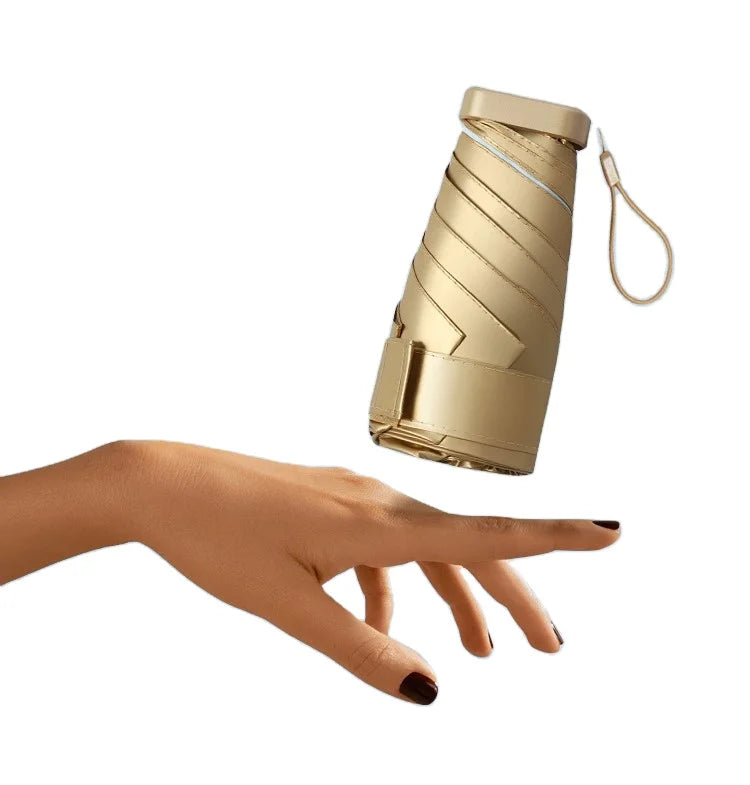 Mini Pocket Umbrella Gold Uv protection 5 Folding Umbrella Uv Rain Custom Umbrella