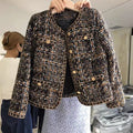 Elegant Casual Fashion Autumn/Winter New Short Top Thick Thread Woven Tweed Small Fragrant Coat